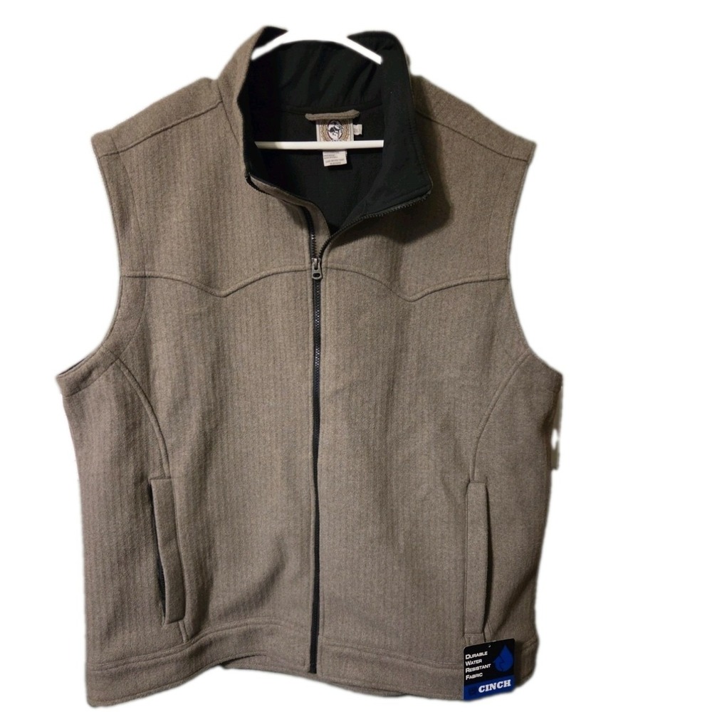 Cinch Mens 3XL Bonded Western Vest Tan Herringbone Water Resistant NWT